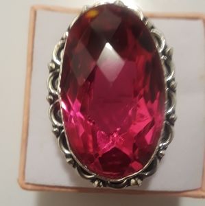 925 stamped pink topaz ring size 8 and 1/4